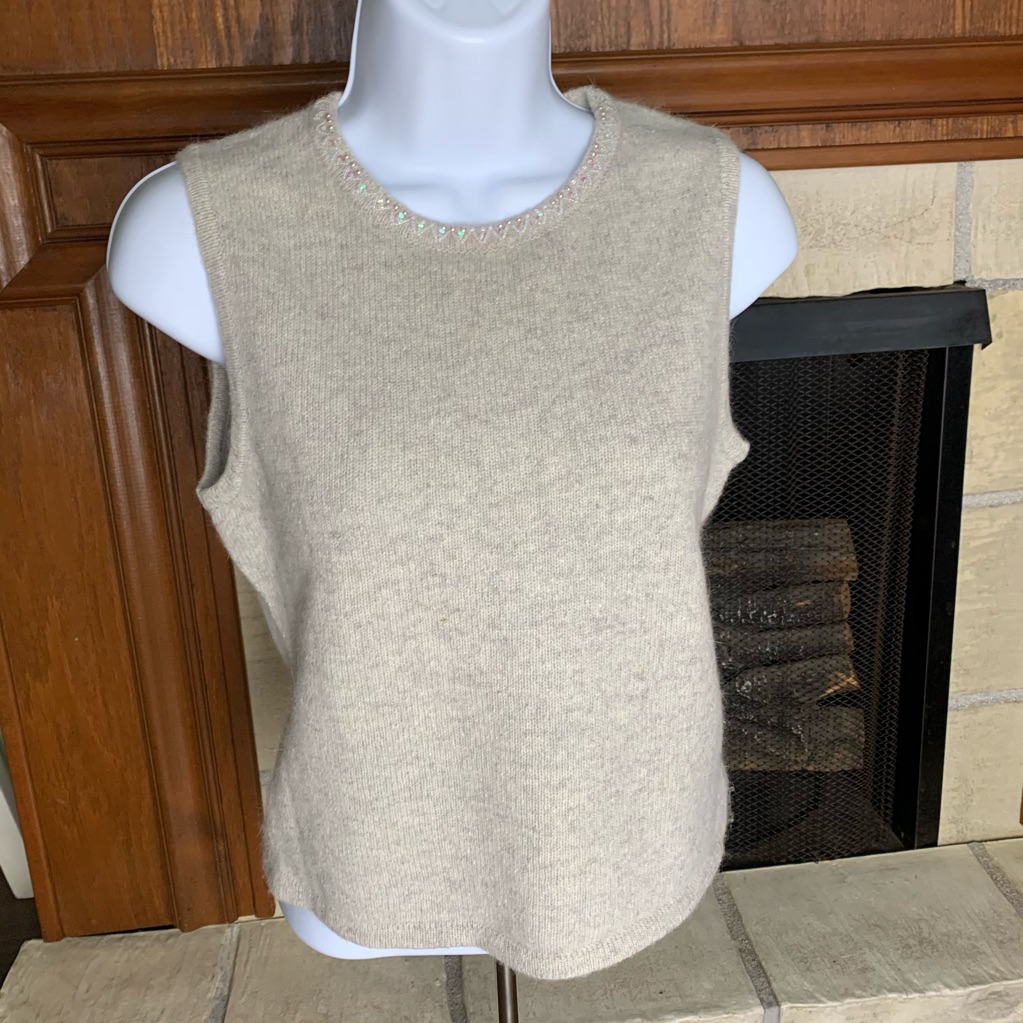 Ann Taylor Gray Tank W/Sequence Beaded Trim Xs Euc